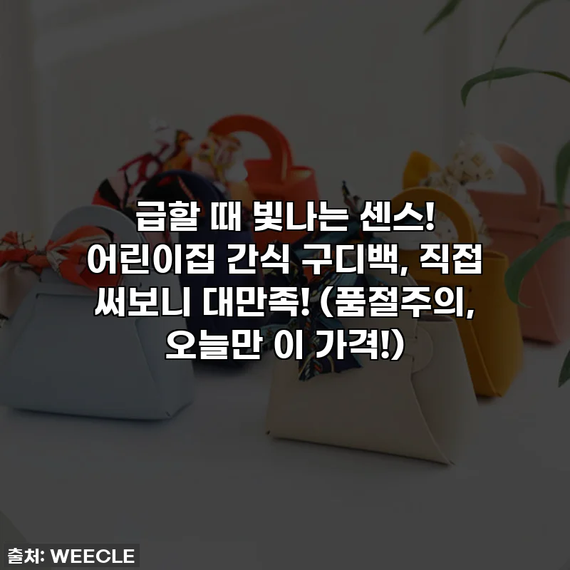 급할 때 빛나는 센스! 어린이집 간식 구디백, 직접 써보니 대만족! (품절주의, 오늘만 이 가격!)