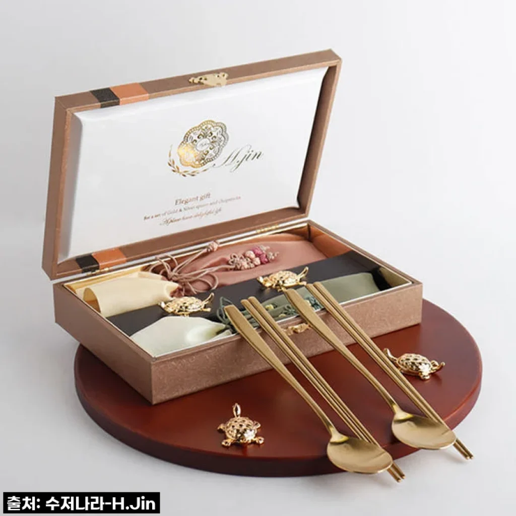백수백복 골드티타늄 수저세트(B) 부모님생신 결혼기념일 명절선물 칠순 팔순 답례품