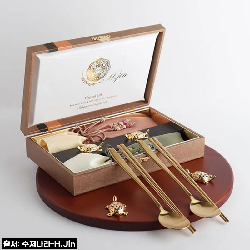백수백복 골드티타늄 수저세트(B) 부모님생신 결혼기념일 명절선물 칠순 팔순 답례품