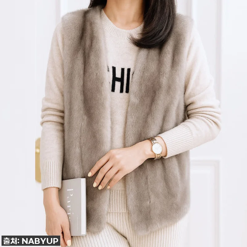 여성 천연 밍크퍼 모피 조끼 퍼베스트 관련 이미지 2