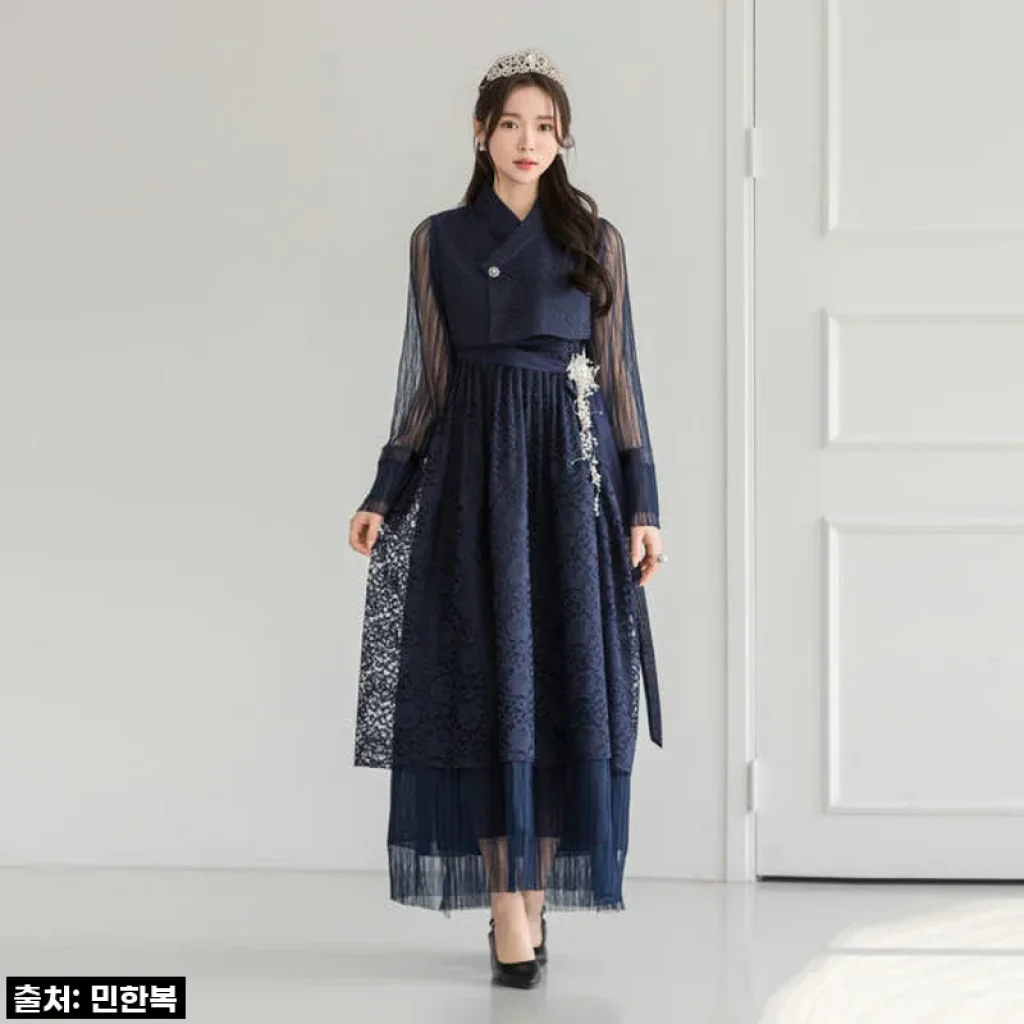 민한복 136번 이자벨 생활한복 드레스 원피스 웨딩 파티 퓨전 철릭 개량 여성 돌잔치
