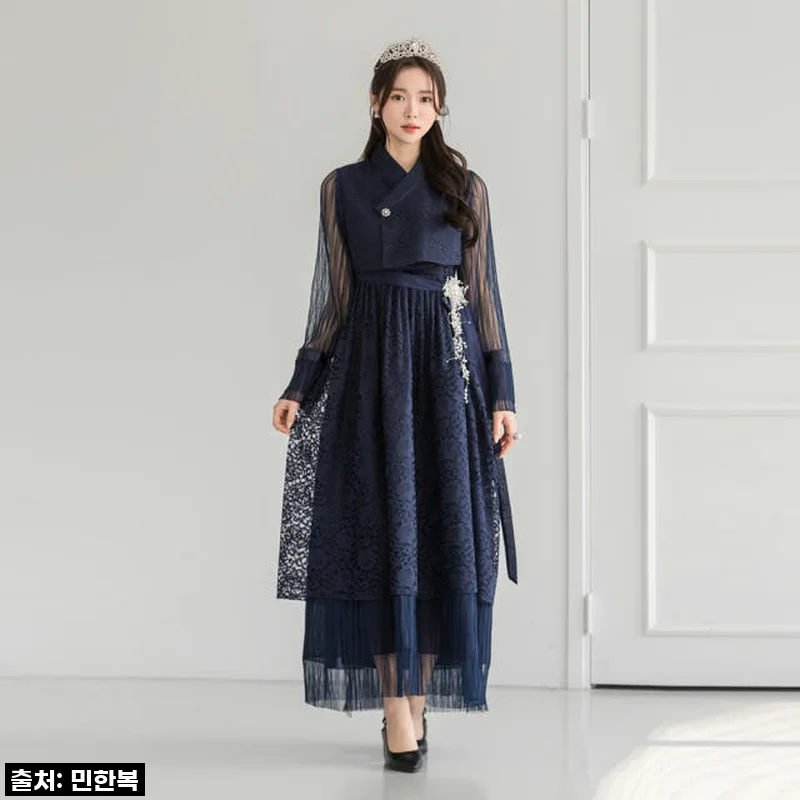 민한복 136번 이자벨 생활한복 드레스 원피스 웨딩 파티 퓨전 철릭 개량 여성 돌잔치