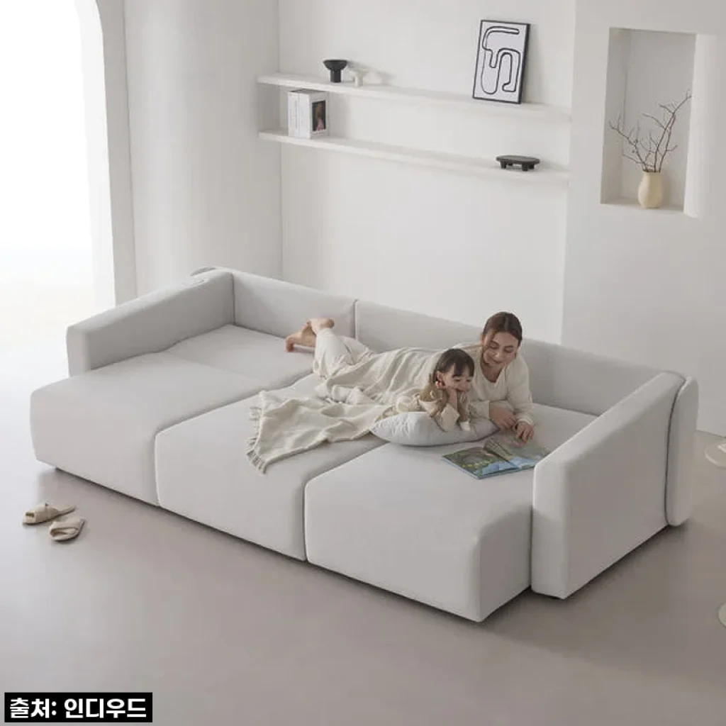 인디우드 올무빙 모션 4세대 슬라이딩 리클라이너 패브릭 소파 아이보리, 4인용 솔직 후기