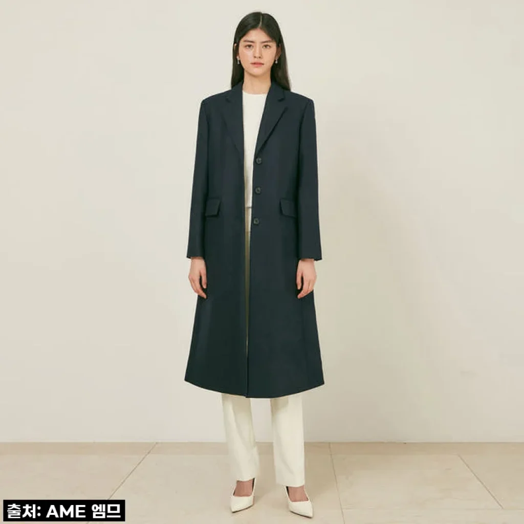 차분함 속 빛나는 스타일, HAILEY Single tailored coat (Alfred Brown)_navy 직접 입어본 후기