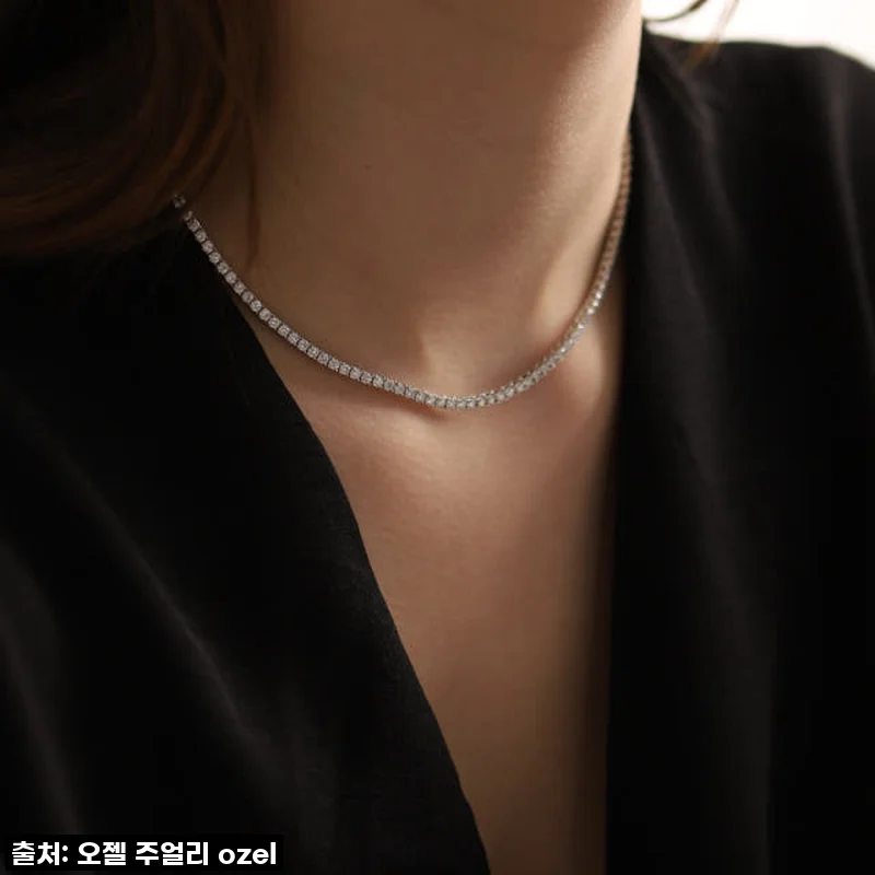 [사용후기] 실버925 모이사나이트 2.5mm 3mm 테니스 은목걸이 PS098,99N 착용 후기