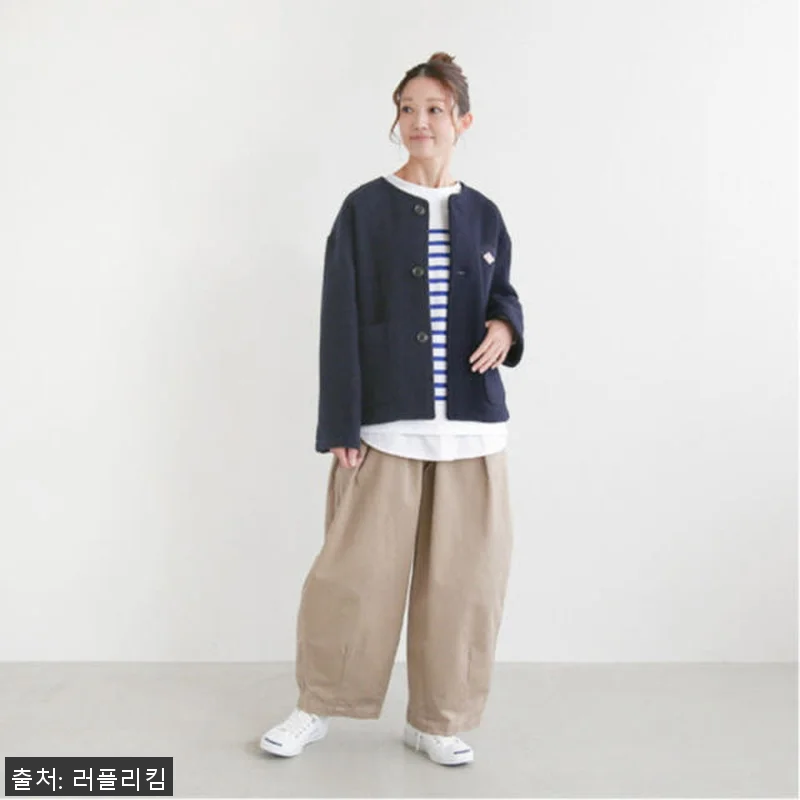 단톤 노 카라 여성 무지 가을 겨울 관련 이미지 1