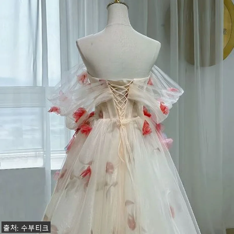 플라워 꽃 오프숄더 셀프웨딩드레스 사 관련 이미지 2