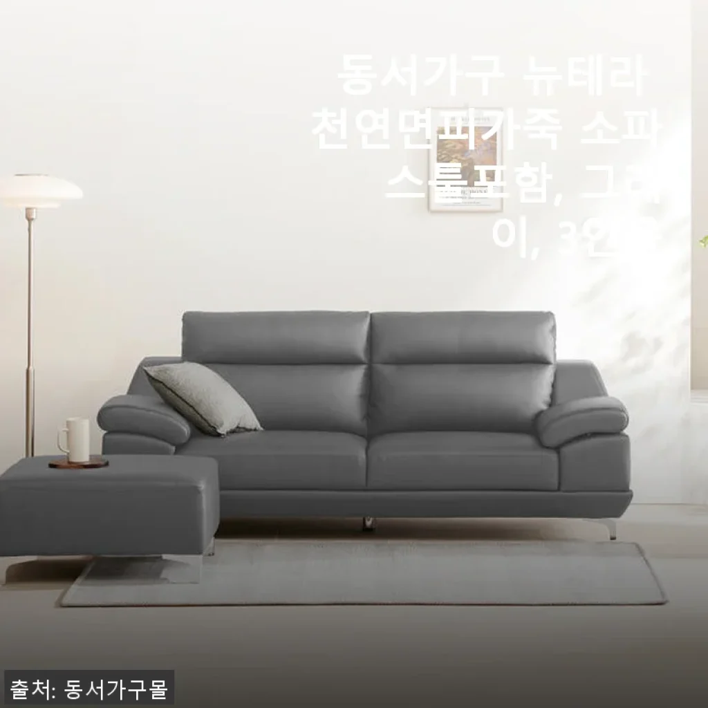 동서가구 뉴테라 천연면피가죽 소파 스툴포함, 그레이 3인용 사용 후기
