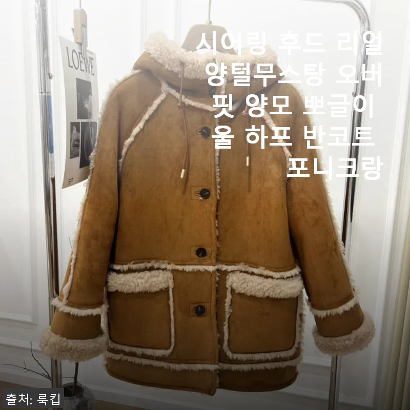 시어링 후드 리얼 양털무스탕 오버핏 양모 뽀글이 울 하프 반코트 포니크랑 사용후기
