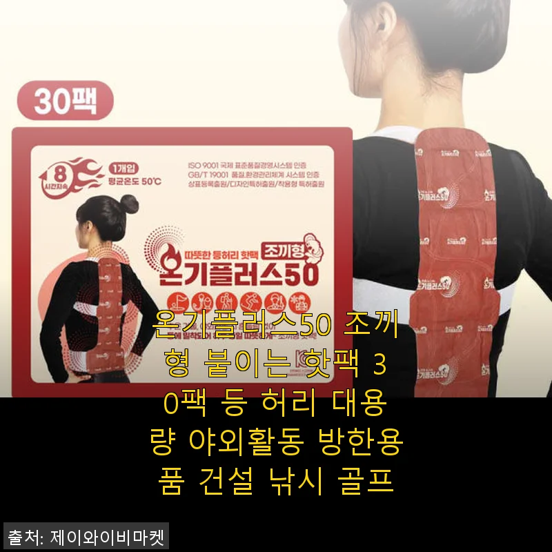 온기플러스50 조끼형 붙이는 핫팩 30팩 사용후기 및 제품 소개