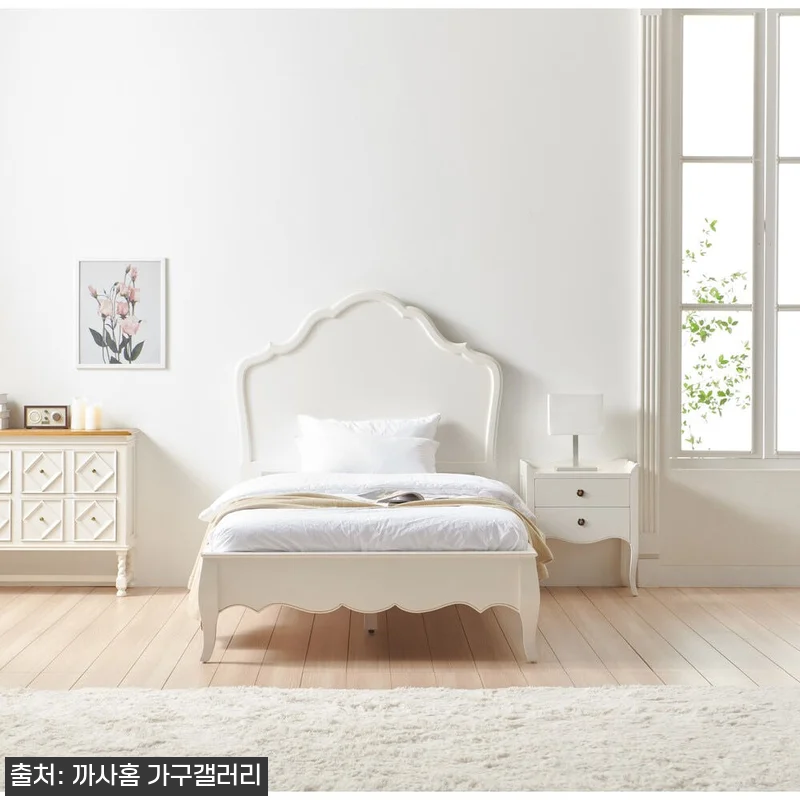 까사홈 샤인아이보리 엔틱 원목 침대프 관련 이미지 2