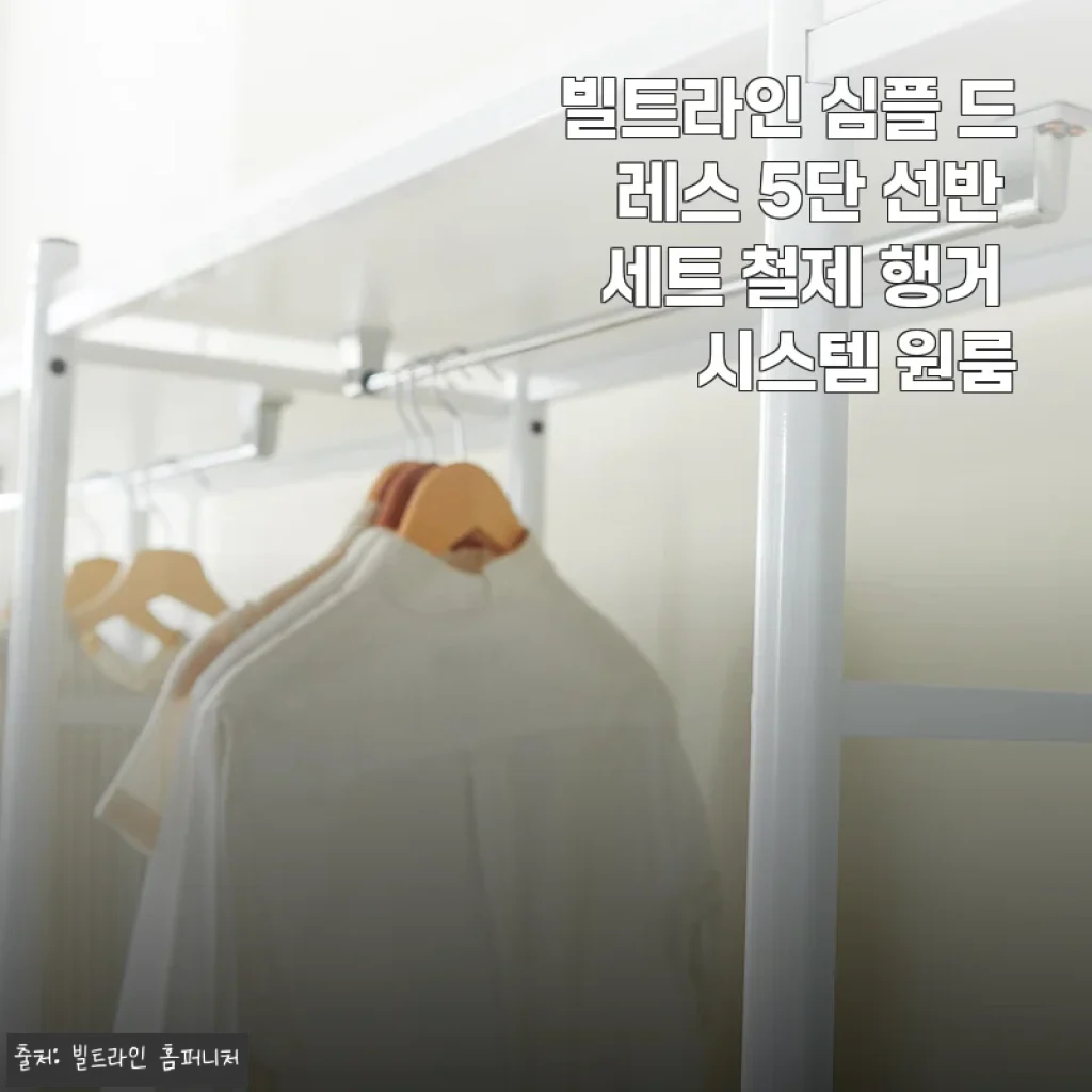 빌트라인 심플 드레스 5단 선반 세트 철제 행거 시스템 원룸 사용 후기