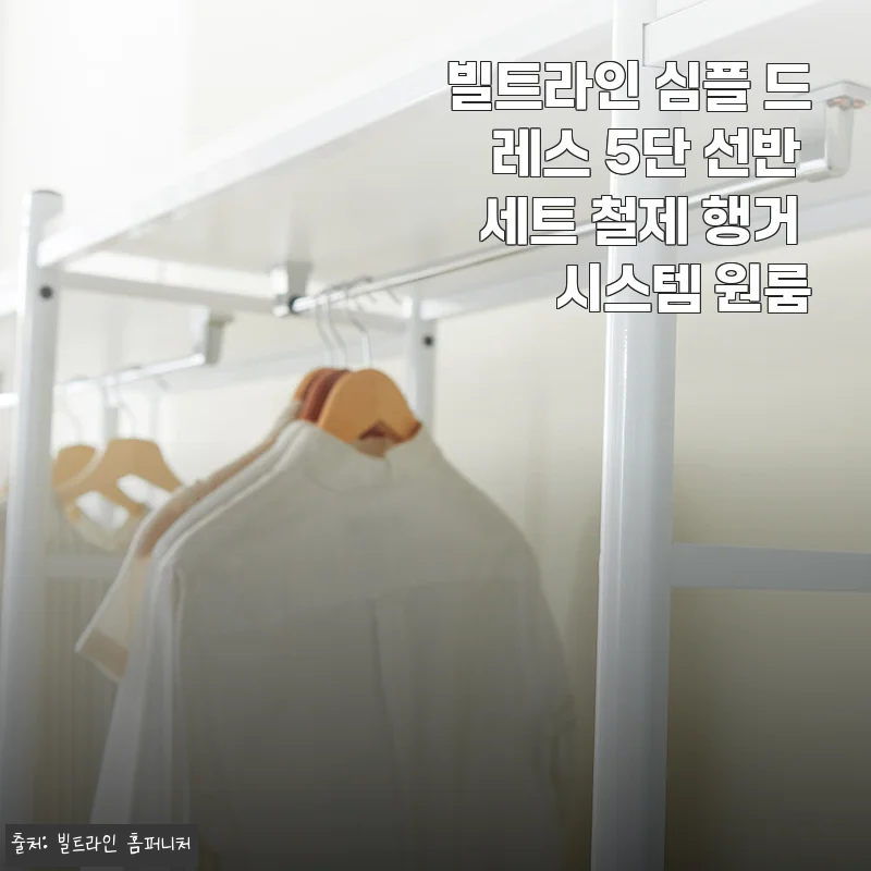 빌트라인 심플 드레스 5단 선반 세트 철제 행거 시스템 원룸 사용 후기