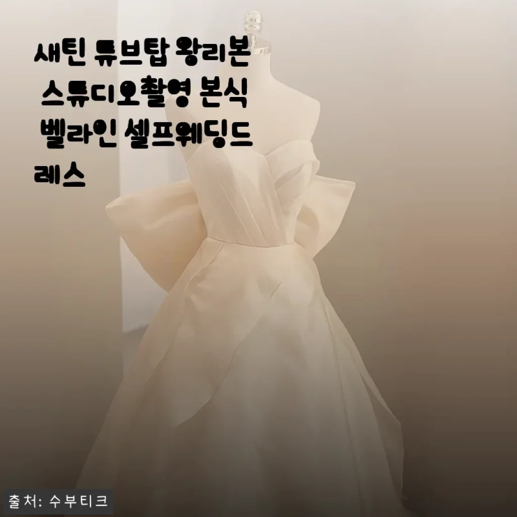새틴 튜브탑 왕리본 스튜디오촬영 본식 벨라인 셀프웨딩드레스 사용후기