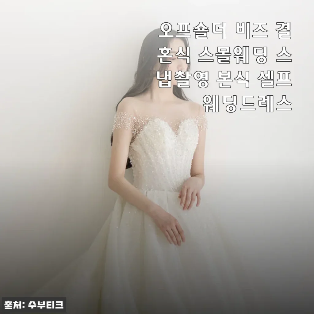 셀프웨딩 드레스 고민 끝! 15만 원대 오프숄더 비즈 드레스, 직접 입고 찍은 스냅 후기