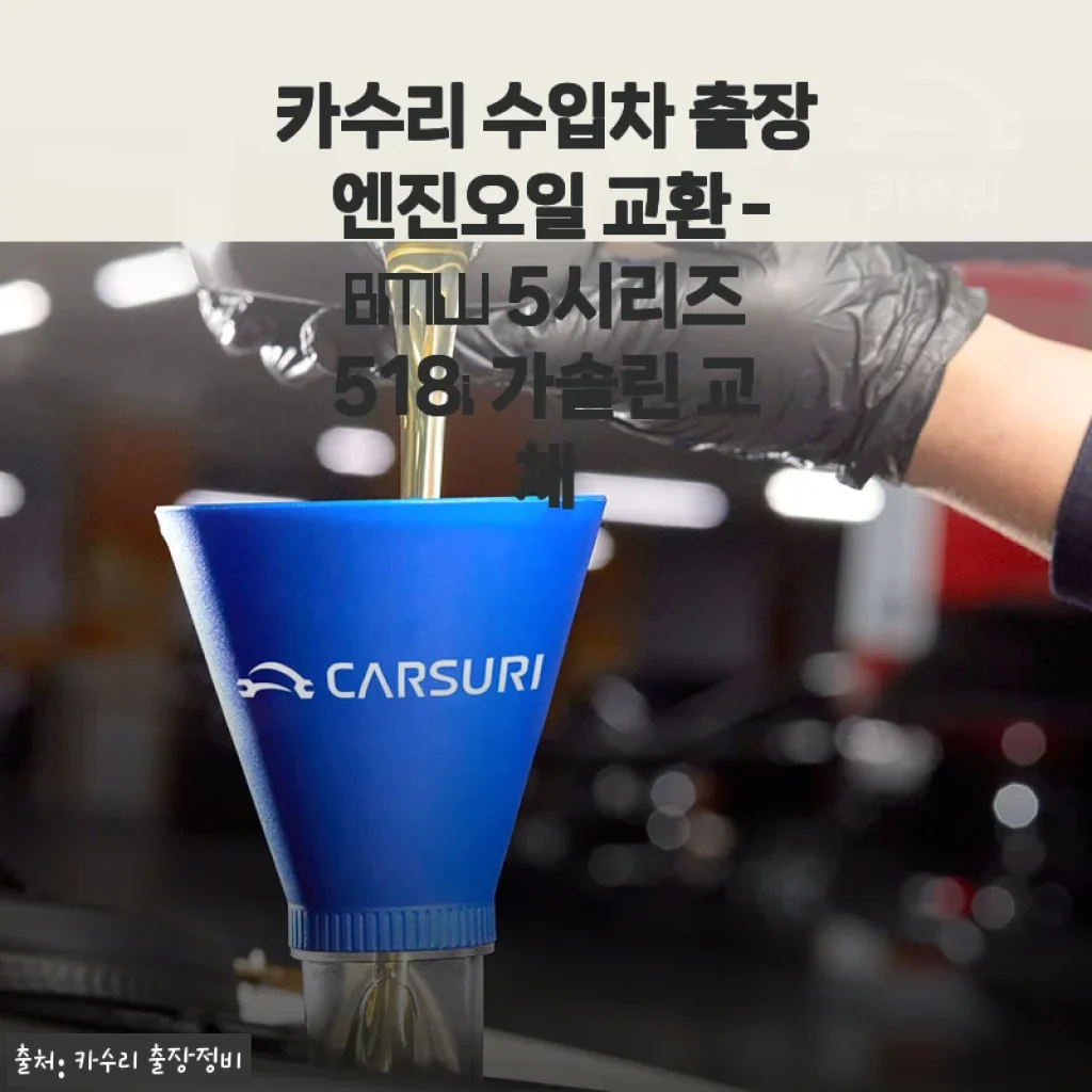 BMW 5시리즈 518i 가솔린 엔진오일 교체, 카수리 출장 정비로 127,400원에 해결한 솔직 사용기