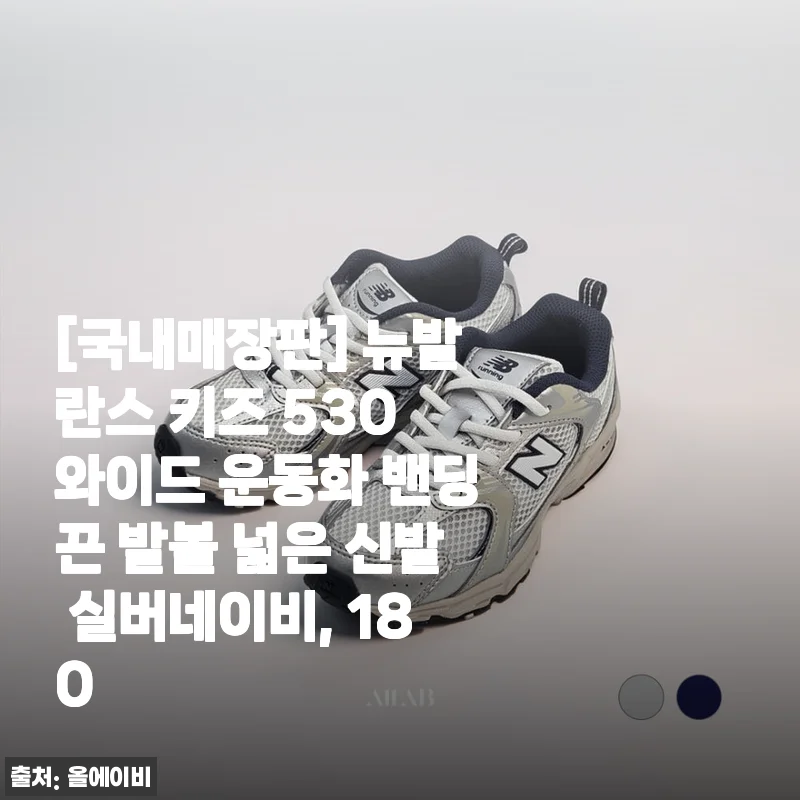 [국내매장판] 뉴발란스 키즈 530 와이드 운동화 밴딩끈 발볼 넓은 신발 실버네이비, 180